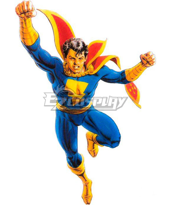 Captain Marvel Jr Freddy Freeman Blue Jumpsuit with Red Cloak Cosplay Costume