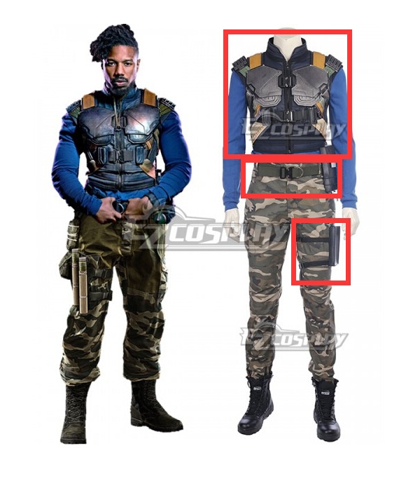 

Marvel Movie Black Panther 2018 Erik Killmonger Cosplay Costume - Parts Only