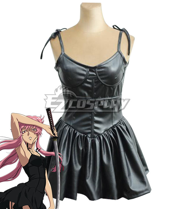 Mirai Nikki Future Diary Gasai Yuno Schwarzes Kleid Cosplay Kostüm