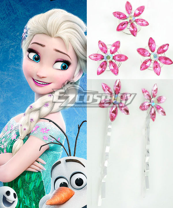 2015 Short Disney Film Frozen Fever Elsa Queen Birthday Party Cosplay Hairpin with 5 Pcs