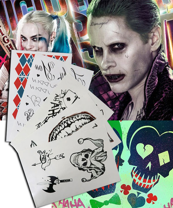 

DC Detective Comics Batman Suicide Squad Task Force X Harley Quinn Joker 2016 Movie Tattoos Cosplay Accessory Prop