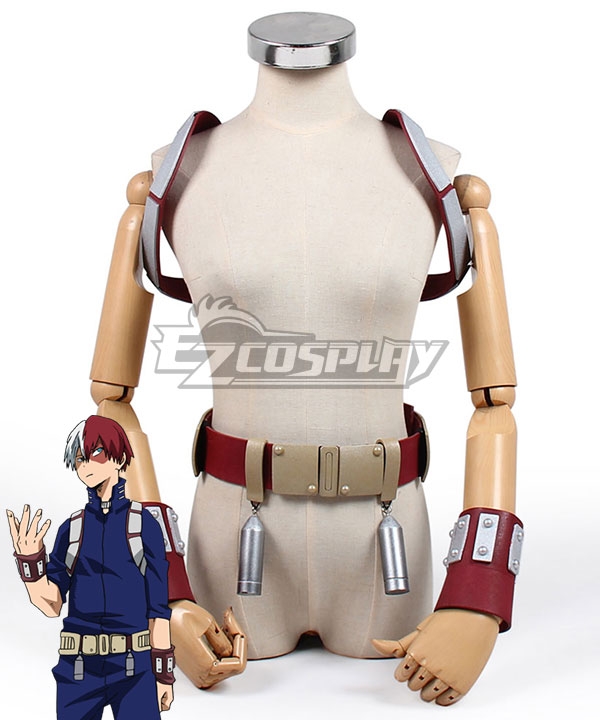 My Hero Academia Boku No Hero Akademia Shoto Todoroki Battle Suit Gauntlets Strap Belt Cosplay Costume