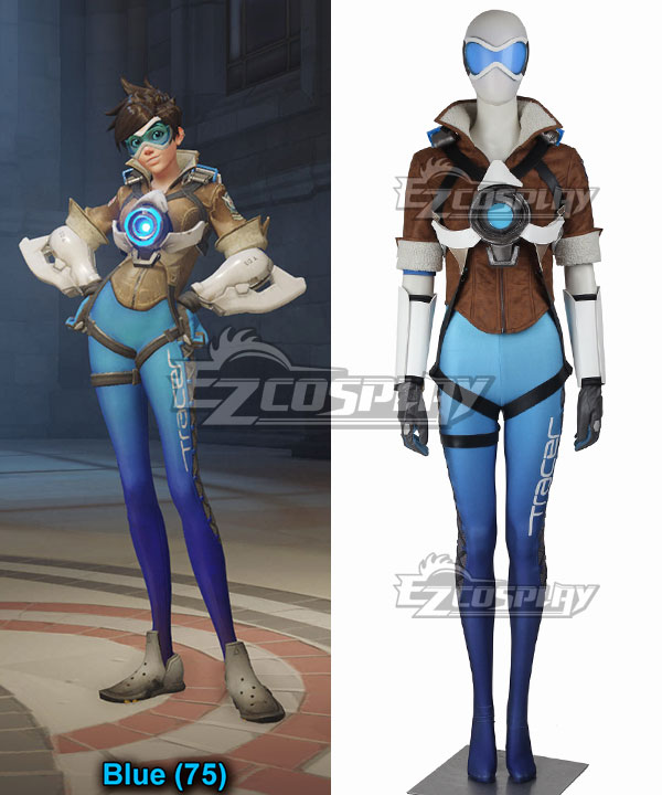 

Overwatch OW Tracer Lena Oxton Blue Cosplay Costume