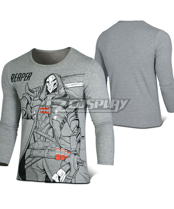 

Overwatch OW Reaper Gabriel Reyes Gray Long sleeve T-shirt Cosplay Costume