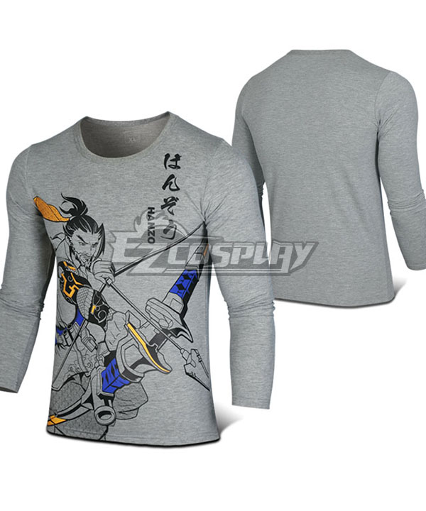 

Overwatch OW Hanzo Shimada Gray Long sleeve T-shirt Cosplay Costume