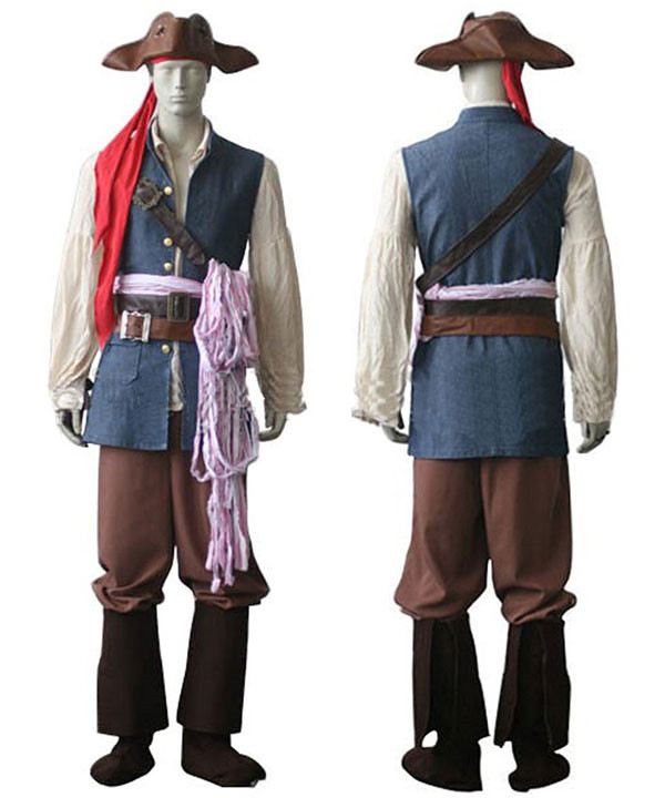 Pirates of the Caribbean Captain Jack Sparrow Cosplay Costume