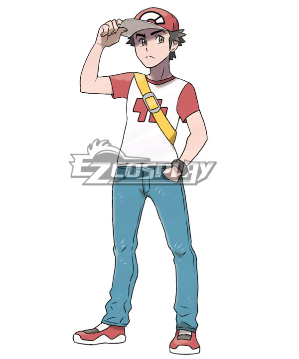 Pokemon Sun and Moon Trainer Red and Blue Cosplay Costumes