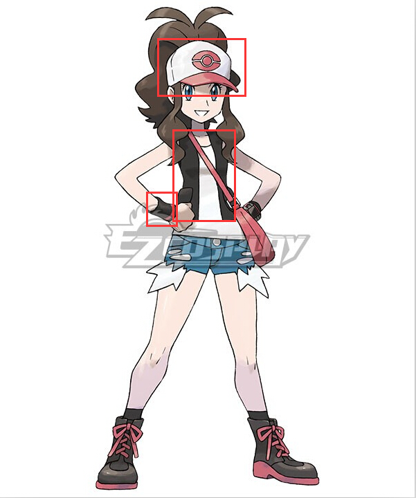 Pokémon Black White Pokemon Pocket Monster Hilda Cosplay Costume - Only the Hat,Black Vest and Bracers