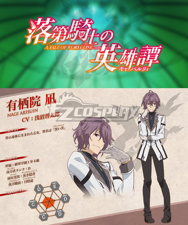 

Chivalry of a Failed Knight Rakudai Kishi no Kyabaruryi A Tale of Worst One Nagi Arisuin Cosplay Costume