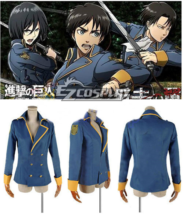 

Attack on Titan Shingeki no Kyojin Survey Corp Eren Levi Mikasa Coat Jacket - Includes 2 Badges