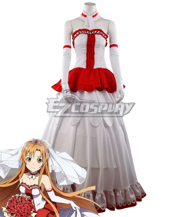 

Sword Art Online SAO ALO Yuuki Asuna Yuki Asuna Wedding Dress Cosplay Costume