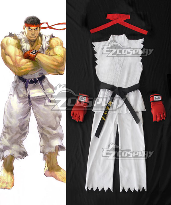 Street Fighter Ryu Cosplay-Kostüm für Erwachsene in Weiß