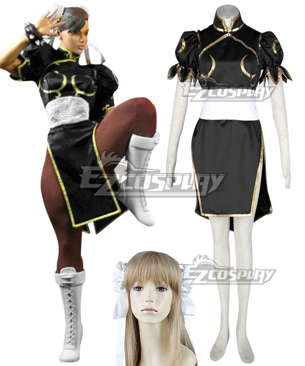 Street Fighter Chun Li Black Cosplay Costume - No Wig