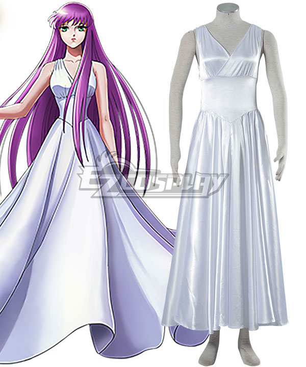 Saint Seiya Knights of the Zodiac Athena White Dress Cosplay Costume - A Edition