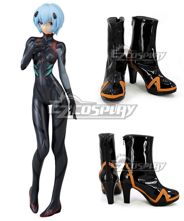 

EVA Neon Genesis Evangelion Rei Ayanami Black Orange Shoes Cosplay Boots