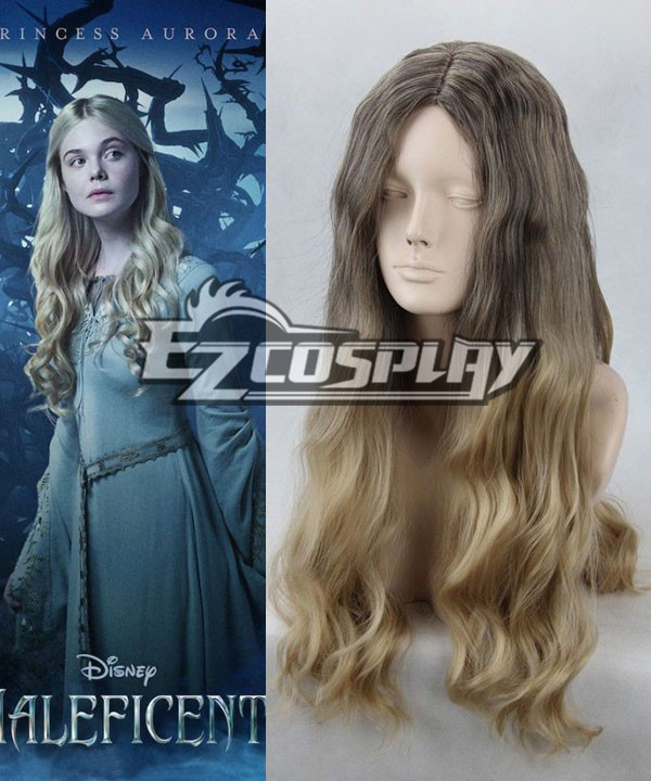 Disney Maleficent Princess Aurora Curly Full Hair Cosplay Wig