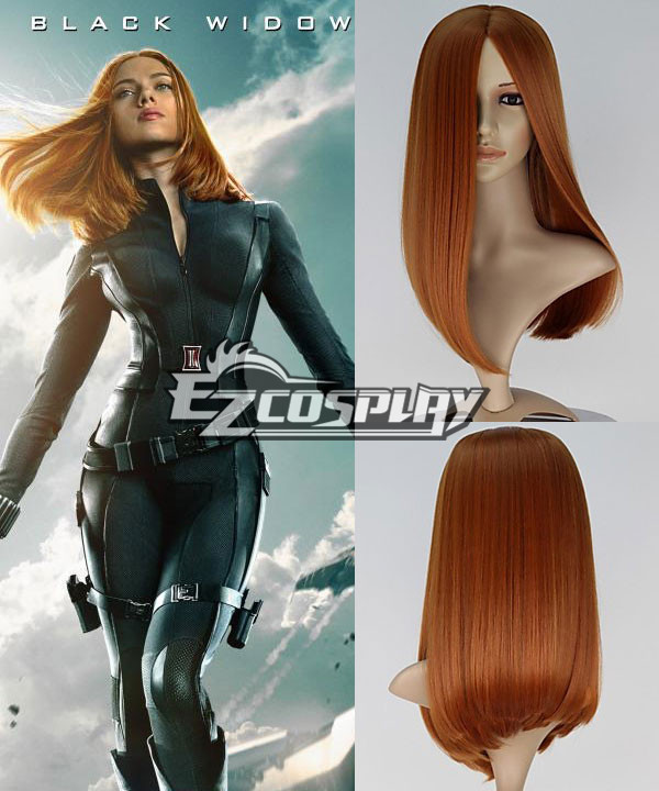 Captain America 2 The Winter Soldier Natasha Romanoff Black Widow Long Straight Auburn Brown Cosplay Wig