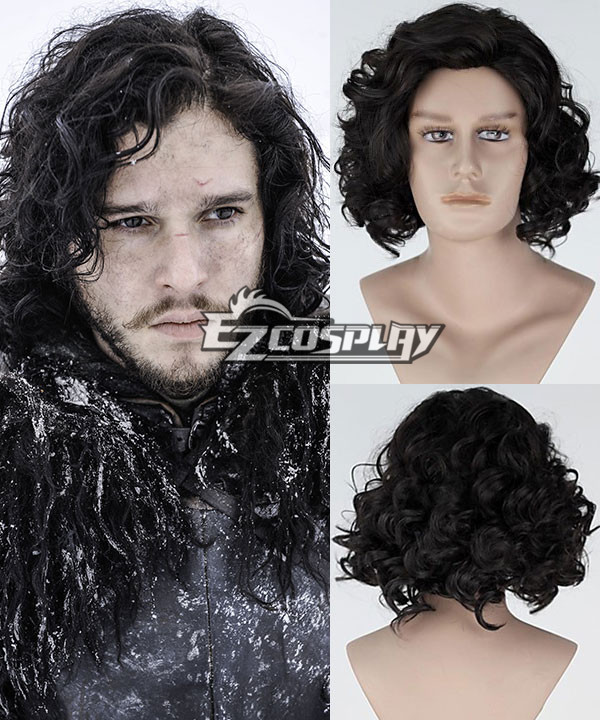 Game of Thrones Jon Snow Short Curly Black Cosplay Wig