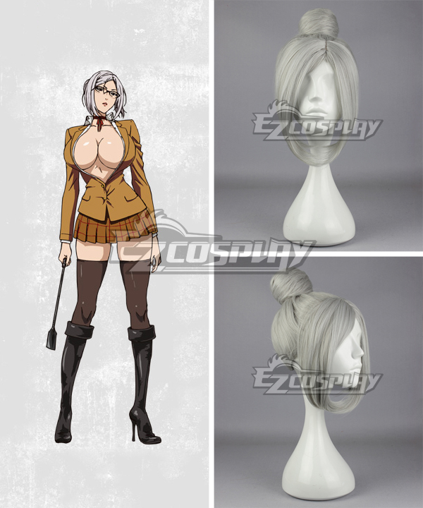 Prison School Purizun Sukuru Meiko Shiraki Silver Cosplay Wig