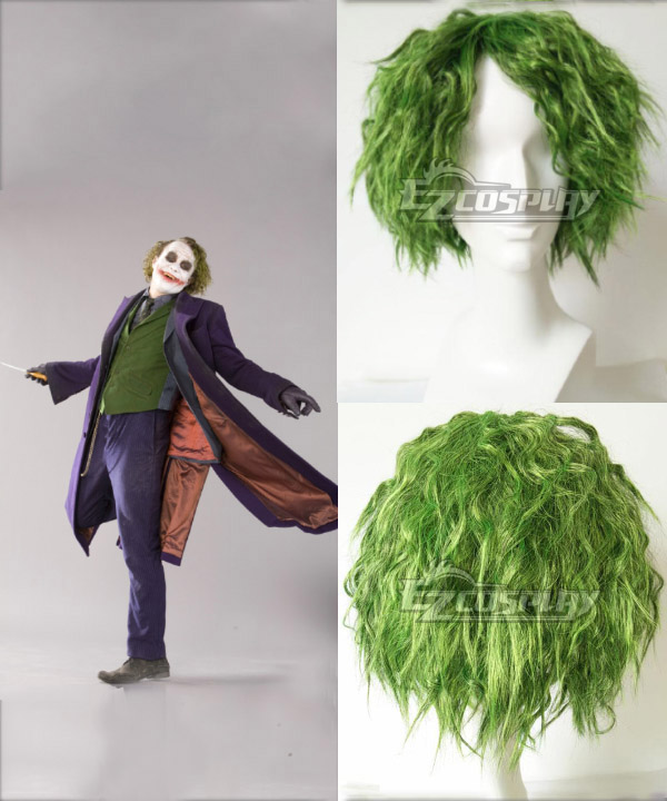 DC Comics The Dark Knight Joker Short Grass Green Fluffy Curly Hair Cosplay Wig
