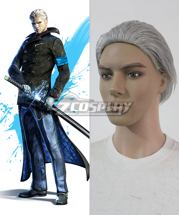 Devil May Cry 5 DMC5 Vergil Silver Cosplay Wig