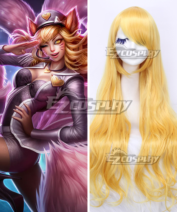 League of Legends Popstar Ahri The Nine Tailed Fox Yellow Cosplay Wig