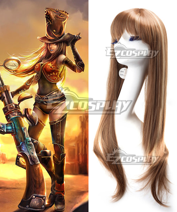 League of Legends Sheriff Caitlyn The Sheriff of Piltover Brown Cosplay Wig