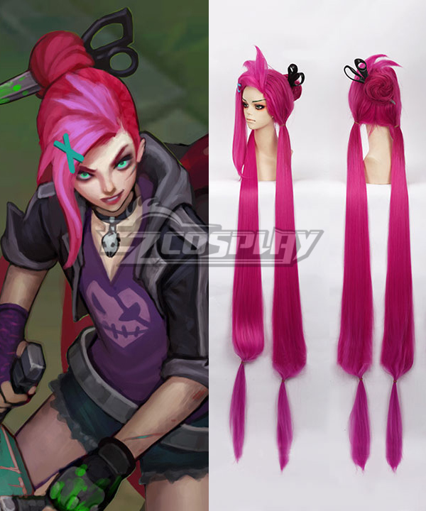League of Legends Loose Cannon Slayer Jinx Cosplay Wig - No scissors and Hairpin