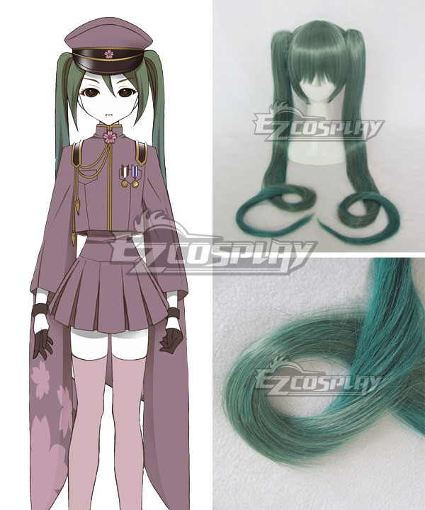 Vocaloid Thousand Cherry Tree Hatsune Miku Dark green Gradient Cosplay Wig