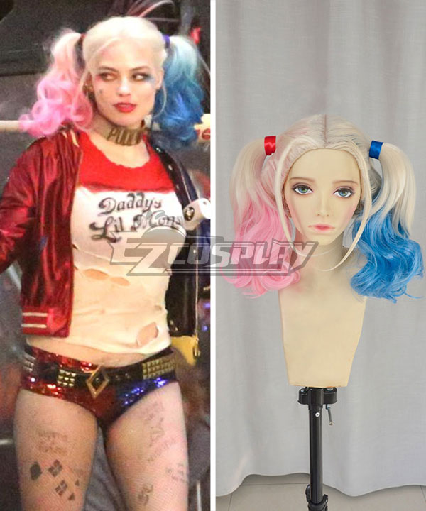 DC Comics New Batman Suicide Squad Harley Quinn Pink Blue Cosplay Wig