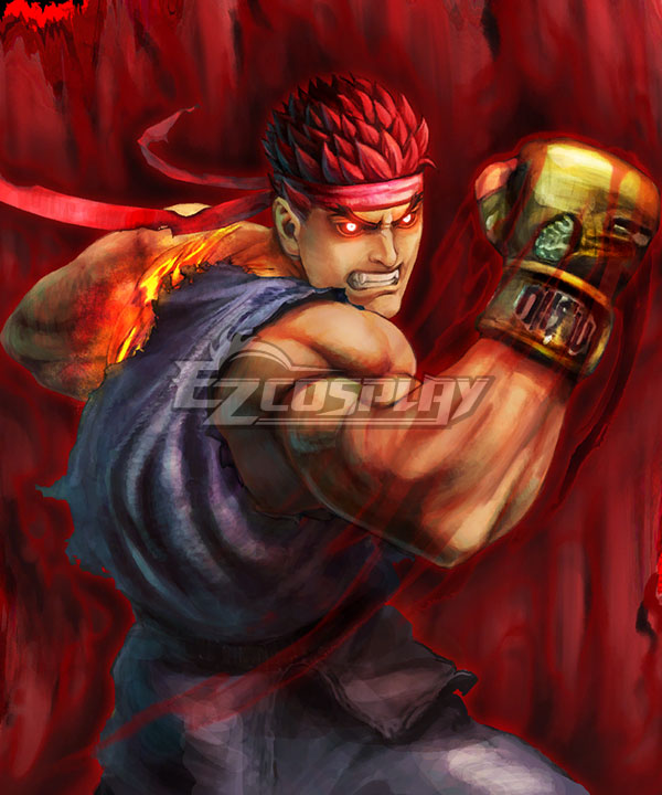Street Fighter Evil Ryu Red Cosplay Wig