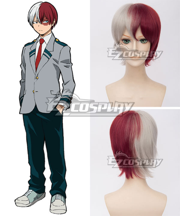 

My Hero Academia Boku no Hero Akademia Shoto Todoroki Grey Red Cosplay Wig
