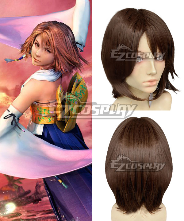 Final Fantasy X FF10 Yuna Brown Cosplay Wig