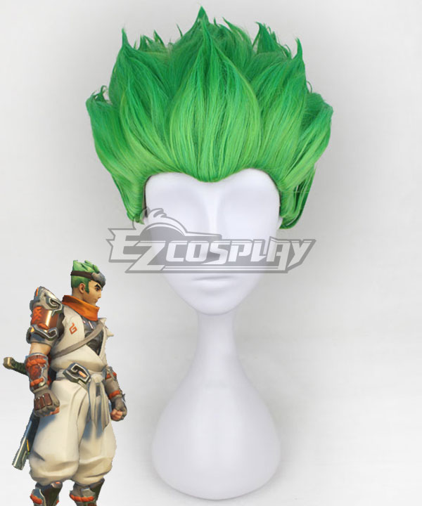 Overwatch OW Youth Genji Green Cosplay Wig