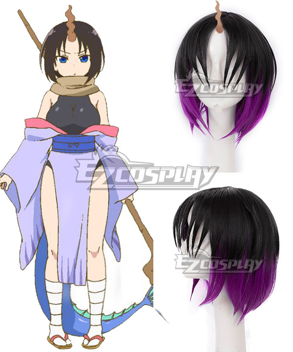 Miss Kobayashi's Dragon Maid Elma Cosplay Black Purple Wig