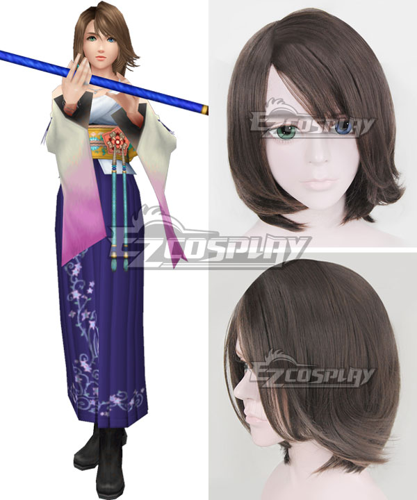 Final Fantasy X FF10 Yuna Deep Brown Cosplay Wig