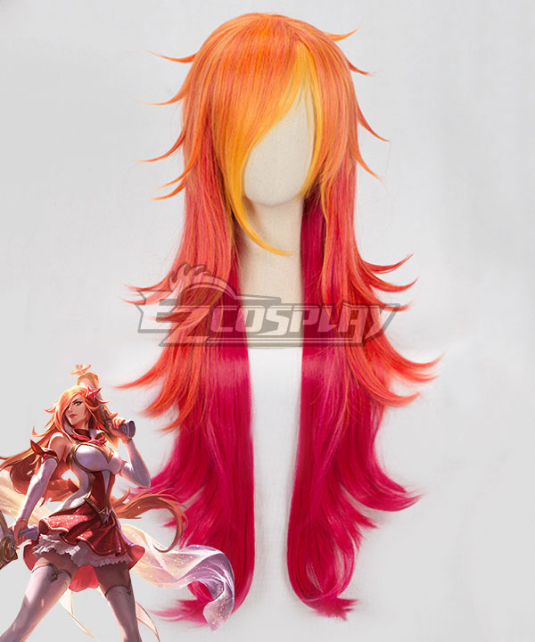 League of Legends LOL Star Guardian MF Miss Fortune The Bounty Hunter Red Orange Cosplay Wig