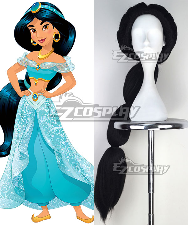 Disney Princess Princesa Jasmine Black Cosplay Wig