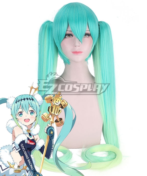 Vocaloid Racing Miku 2018 Visual Blue Green Cosplay Wig