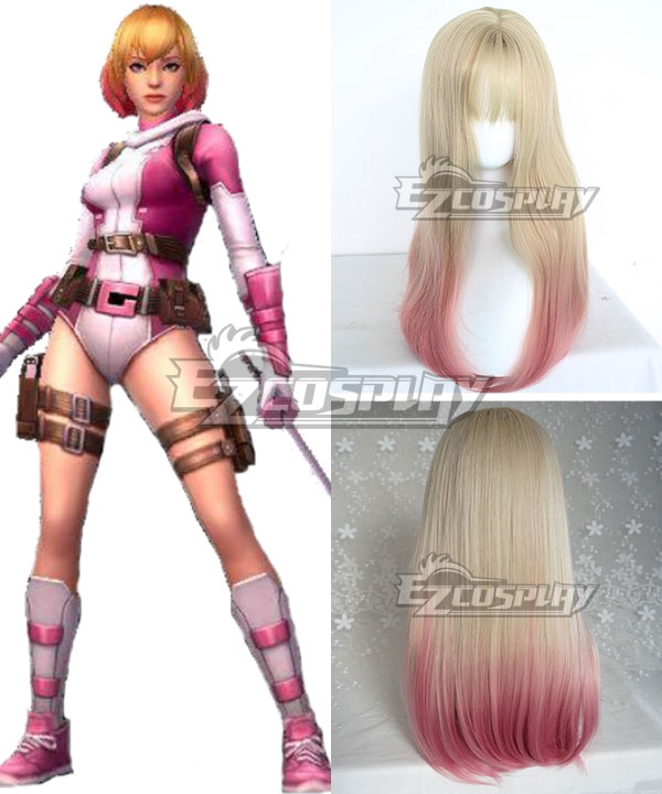 Marvel Superhero Gwenpool Light Golden Pink Cosplay Wig