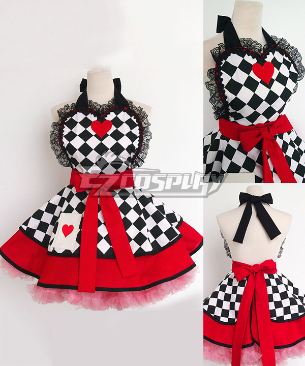 

Alice in Wonderland Queen Of Hearts Classic Flirty Lace Household Apron Cosplay