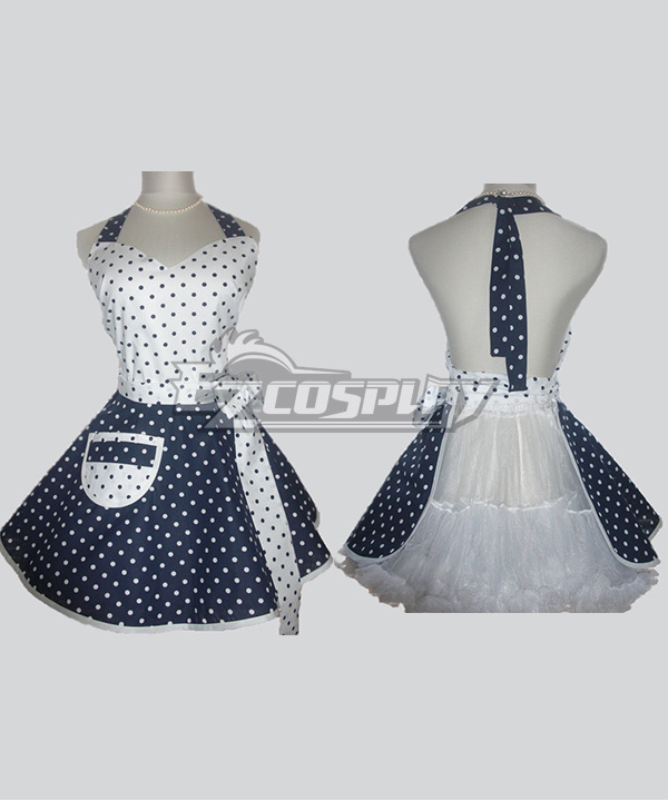 

Classic Flirty Apron Blue and white dots apron with White Ties personalized monogrammed sexy cute woman kitchen apron Cosplay