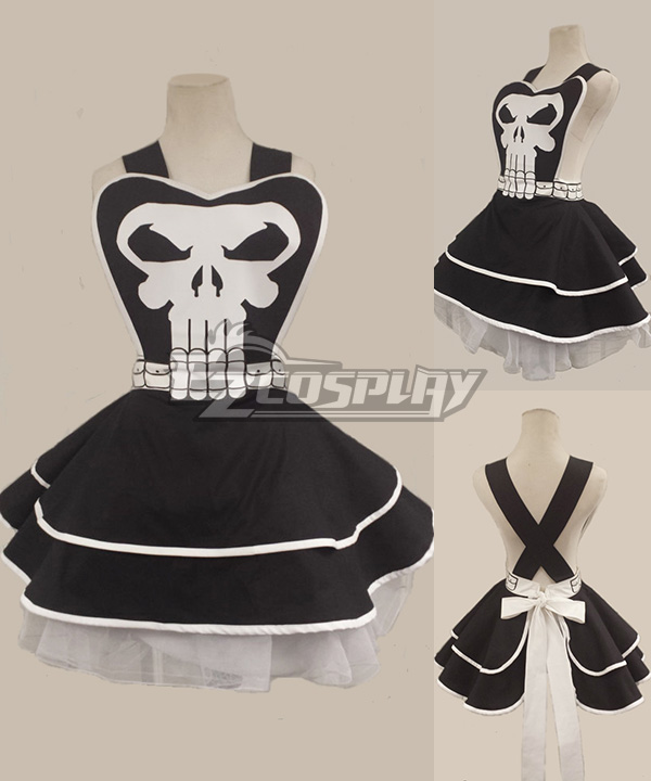 

Super Hero Punisher Skull Full Cotton Black Sexy woman cosplay retro apron