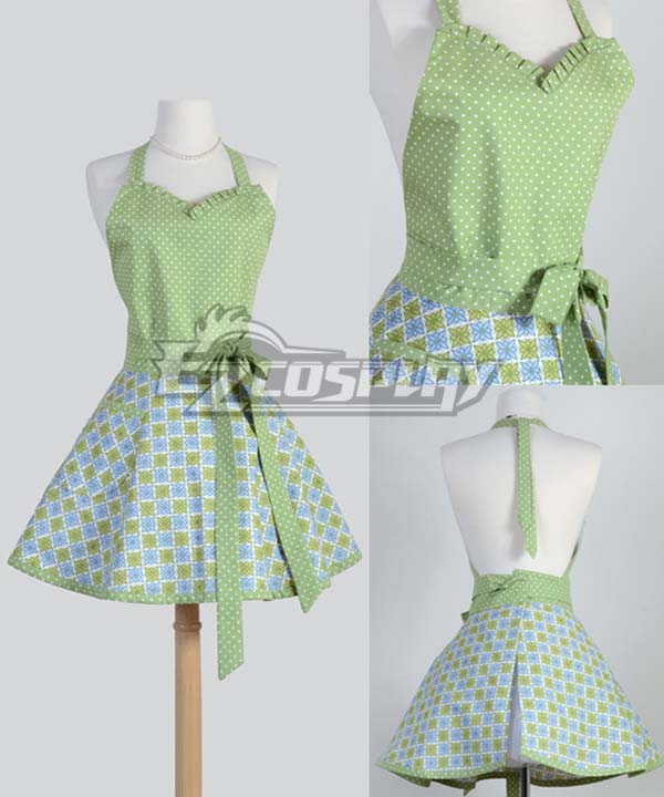 

Classic Flirty Apron Green Flower apron with White Ties personalized monogrammed sexy cute woman kitchen cool apron Cosplay