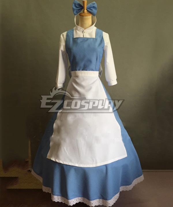 belle dress blue and white S Light Blue Dress With Cape