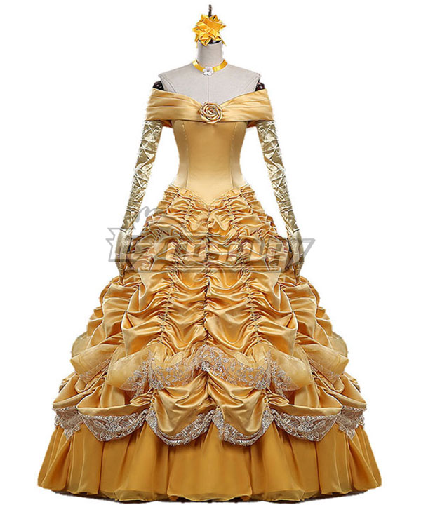 Disney Beauty and The Beast Belle Yellow Dress Cosplay Costume - A Edition