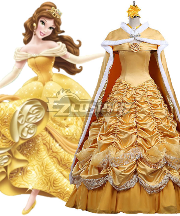 Disney Beauty and The Beast Belle Yellow Dress Cosplay Costume - A Edition