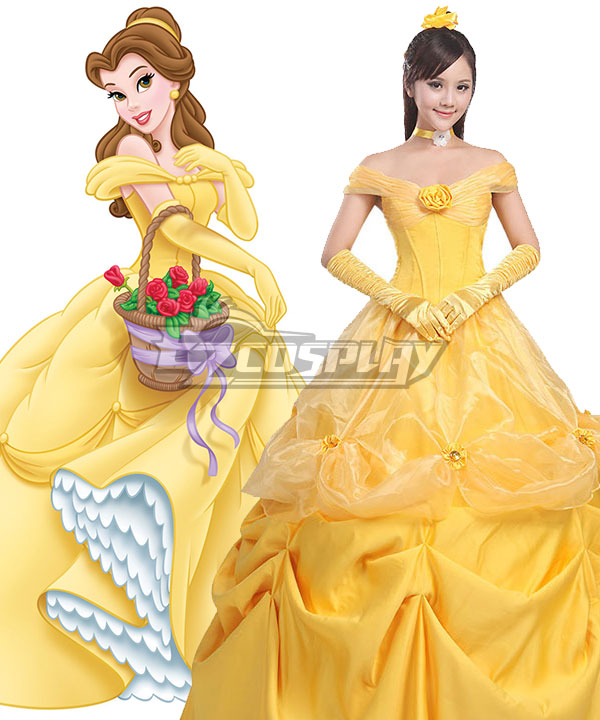 Disney Beauty and The Beast Belle Yellow Dress Cosplay Costume - B Edition