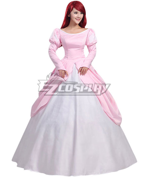 Disney The Little Mermaid Ariel Princess Pink Dress Cosplay Costume