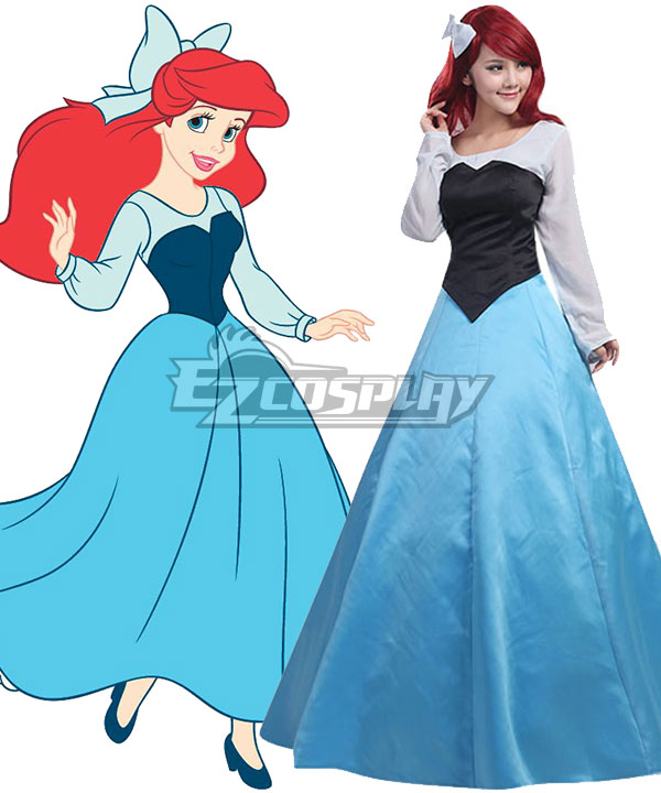 Disney The Little Mermaid Ariel Princess Blue Dress Cosplay Costume - B Edition